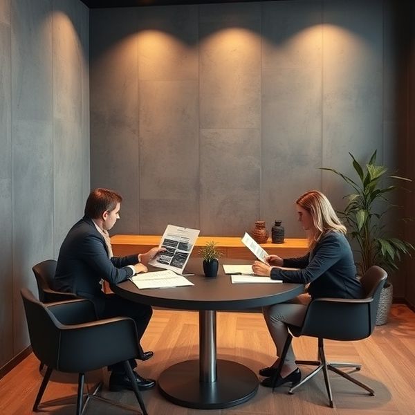 Doi profesioniști analizând rapoarte imprimate în biroul de consultanță din București